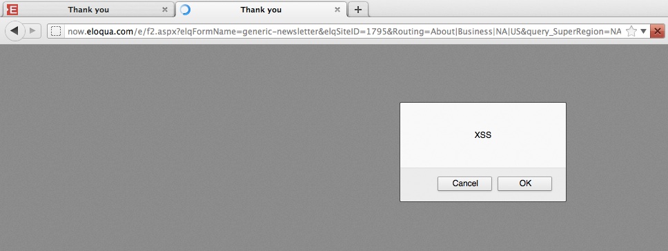 now.eloqua.com, XSS, Javascript Injection, Cross Site Scripting