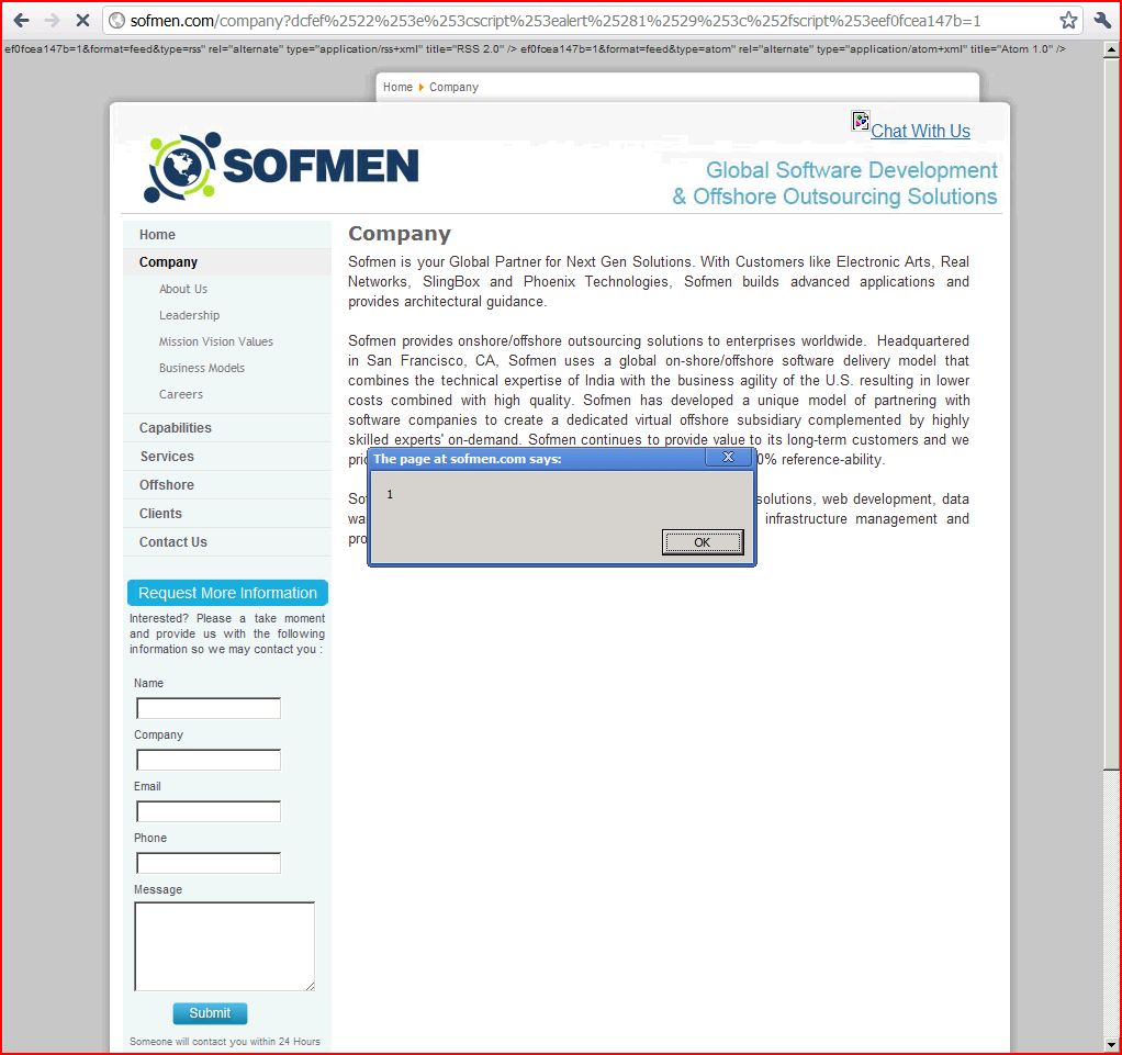 XSS in sofmen.com, DORK, Cross Site Scripting, CWE-79, CAPEC-86
