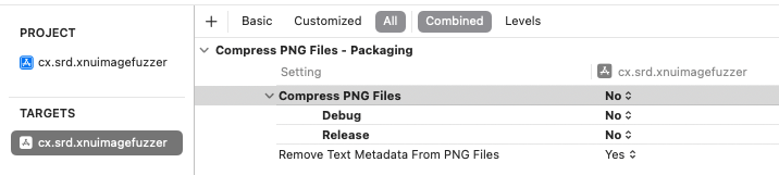 Set Xcode Compress PNG Option to OFF